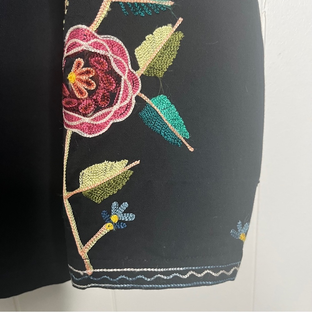 Vintage 90s Bedford Fair Embroidered Black Floral Jacket Folk Women's L - Picture 5 of 9